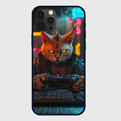 Чехол для iPhone 12 Pro Max Кот - геймер в стиле киберпанк, цвет: 3D-черный