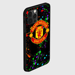 Чехол для iPhone 12 Pro Max Манчестер Юнайтед неоновые краски, цвет: 3D-черный — фото 2