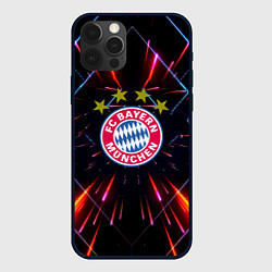 Чехол для iPhone 12 Pro Max Бавария Мюнхен неоновая абстракция, цвет: 3D-черный