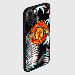 Чехол для iPhone 12 Pro Max Манчестер Юнайтед тропики глитч, цвет: 3D-черный — фото 2