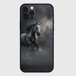 Чехол для iPhone 12 Pro Max Белая лошадь в тумане, цвет: 3D-черный