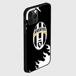 Чехол для iPhone 12 Pro Max Juventus белый огонь текстура, цвет: 3D-черный — фото 2