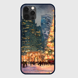 Чехол для iPhone 12 Pro Max Москва - сити и новогодняя елка, цвет: 3D-черный