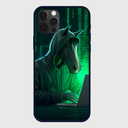 Чехол для iPhone 12 Pro Max Конь хакер, цвет: 3D-черный