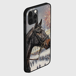 Чехол для iPhone 12 Pro Max Конь на фоне салюта, цвет: 3D-черный — фото 2