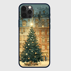 Чехол для iPhone 12 Pro Max Новогодний старый город, цвет: 3D-черный