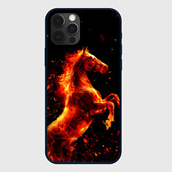 Чехол для iPhone 12 Pro Max Пламенный конь, цвет: 3D-черный