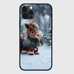 Чехол iPhone 12 Pro Max Маленькая лошадка в новогоднем лесу