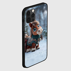 Чехол для iPhone 12 Pro Max Маленькая лошадка в новогоднем лесу, цвет: 3D-черный — фото 2