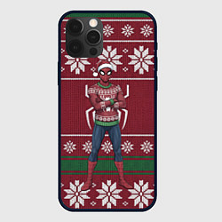 Чехол для iPhone 12 Pro Max Человек паук в вязаном свитере - новый год, цвет: 3D-черный