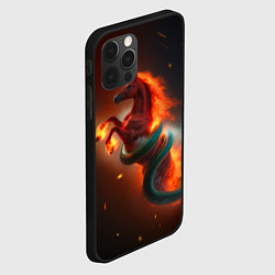 Чехол для iPhone 12 Pro Max Смена зелёной змеи на красную огненную лошадь, цвет: 3D-черный — фото 2