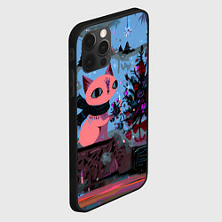 Чехол для iPhone 12 Pro Max Кошка празднует Новый год, цвет: 3D-черный — фото 2