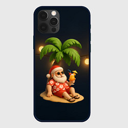 Чехол для iPhone 12 Pro Max Санта чиллит под пальмой, цвет: 3D-черный
