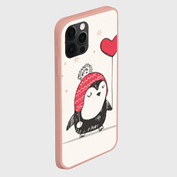 Чехол для iPhone 12 Pro Max Влюбленный пингвин, цвет: 3D-светло-розовый — фото 2
