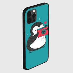 Чехол для iPhone 12 Pro Max Пингвин с фотоаппаратом, цвет: 3D-черный — фото 2