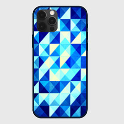 Чехол для iPhone 12 Pro Max Синяя геометрия, цвет: 3D-черный