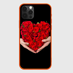 Чехол для iPhone 12 Pro Max Сердце роз в руках, цвет: 3D-красный
