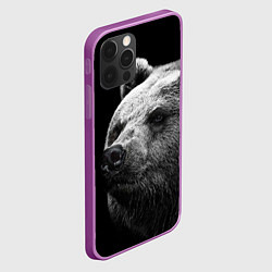 Чехол для iPhone 12 Pro Max Черно-белый медведь, цвет: 3D-сиреневый — фото 2