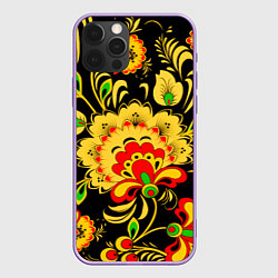 Чехол для iPhone 12 Pro Max Хохлома, цвет: 3D-сиреневый