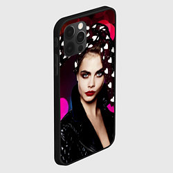 Чехол для iPhone 12 Pro Max Кара Делевинь - бант с сердцами, цвет: 3D-черный — фото 2