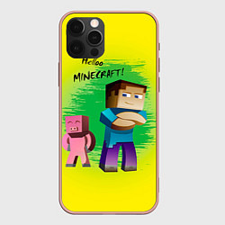 Чехол для iPhone 12 Pro Max Hello Minecraft, цвет: 3D-светло-розовый