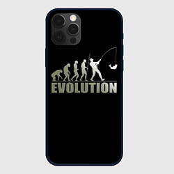 Чехол для iPhone 12 Pro Эволюция рыбака, цвет: 3D-черный