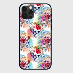 Чехол для iPhone 12 Pro Цветы и бабочки 5, цвет: 3D-черный