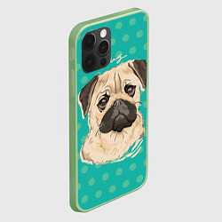 Чехол для iPhone 12 Pro Pug Mops, цвет: 3D-салатовый — фото 2