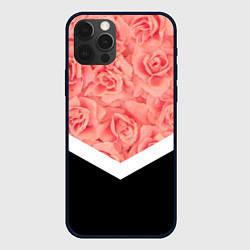 Чехол для iPhone 12 Pro Розовые розы, цвет: 3D-черный