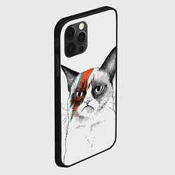 Чехол для iPhone 12 Pro David Bowie: Grumpy cat, цвет: 3D-черный — фото 2