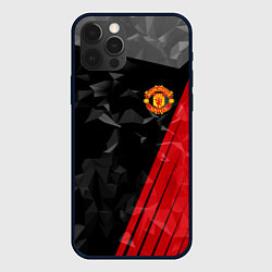 Чехол для iPhone 12 Pro FC Manchester United: Abstract, цвет: 3D-черный