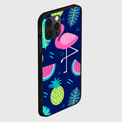 Чехол для iPhone 12 Pro Фруктовый фламинго, цвет: 3D-черный — фото 2