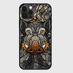 Чехол для iPhone 12 Pro Mosaic Pig, цвет: 3D-черный