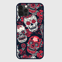 Чехол для iPhone 12 Pro Мексиканские черепа, цвет: 3D-черный