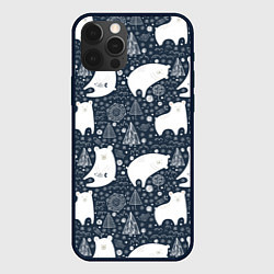 Чехол для iPhone 12 Pro Белые медведи, цвет: 3D-черный