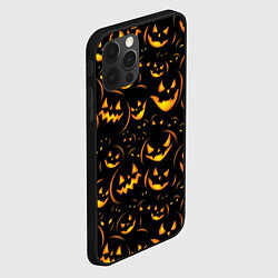 Чехол для iPhone 12 Pro Тыквы на хэллоуин - паттерн, цвет: 3D-черный — фото 2