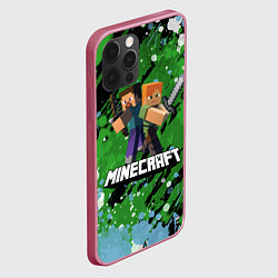 Чехол для iPhone 12 Pro Minecraft Майнкрафт, цвет: 3D-малиновый — фото 2