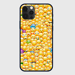 Чехол для iPhone 12 Pro Смайлики Emoji, цвет: 3D-черный