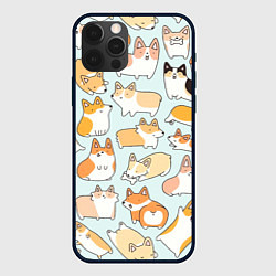 Чехол для iPhone 12 Pro Милые корги, цвет: 3D-черный