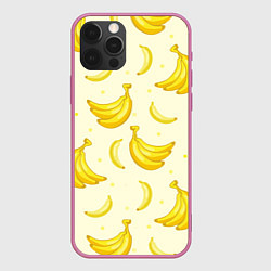 Чехол для iPhone 12 Pro Банана, цвет: 3D-малиновый