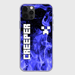 Чехол для iPhone 12 Pro MINECRAFT CREEPER, цвет: 3D-светло-сиреневый