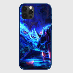 Чехол для iPhone 12 Pro ВОЛК В НЕОНЕ D, цвет: 3D-тёмно-синий