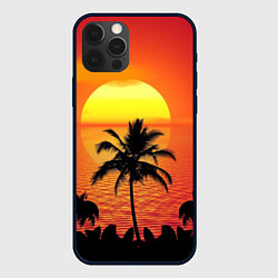 Чехол для iPhone 12 Pro Пальмы на фоне моря, цвет: 3D-черный
