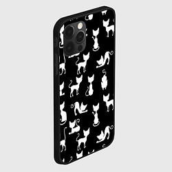 Чехол для iPhone 12 Pro КОШКИ БЕЛОЕ НА ЧЕРНОМ, цвет: 3D-черный — фото 2