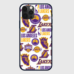 Чехол для iPhone 12 Pro LAKERS LOGO, цвет: 3D-черный