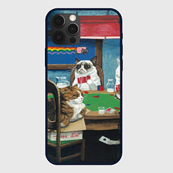 Чехол для iPhone 12 Pro Коты играют в покер, цвет: 3D-черный