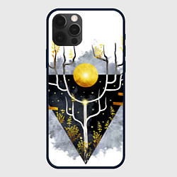 Чехол для iPhone 12 Pro Графит и золото: дерево жизни, цвет: 3D-черный