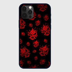 Чехол для iPhone 12 Pro Samurai pattern - красный, цвет: 3D-черный