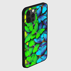 Чехол для iPhone 12 Pro Радужные бабочки, цвет: 3D-черный — фото 2