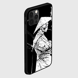 Чехол для iPhone 12 Pro Самурай скелет с трубкой, цвет: 3D-черный — фото 2